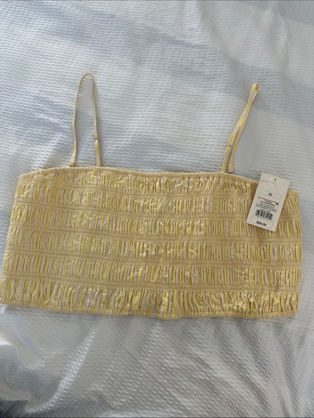 a new day Pale Yellow Smocked Crop Top